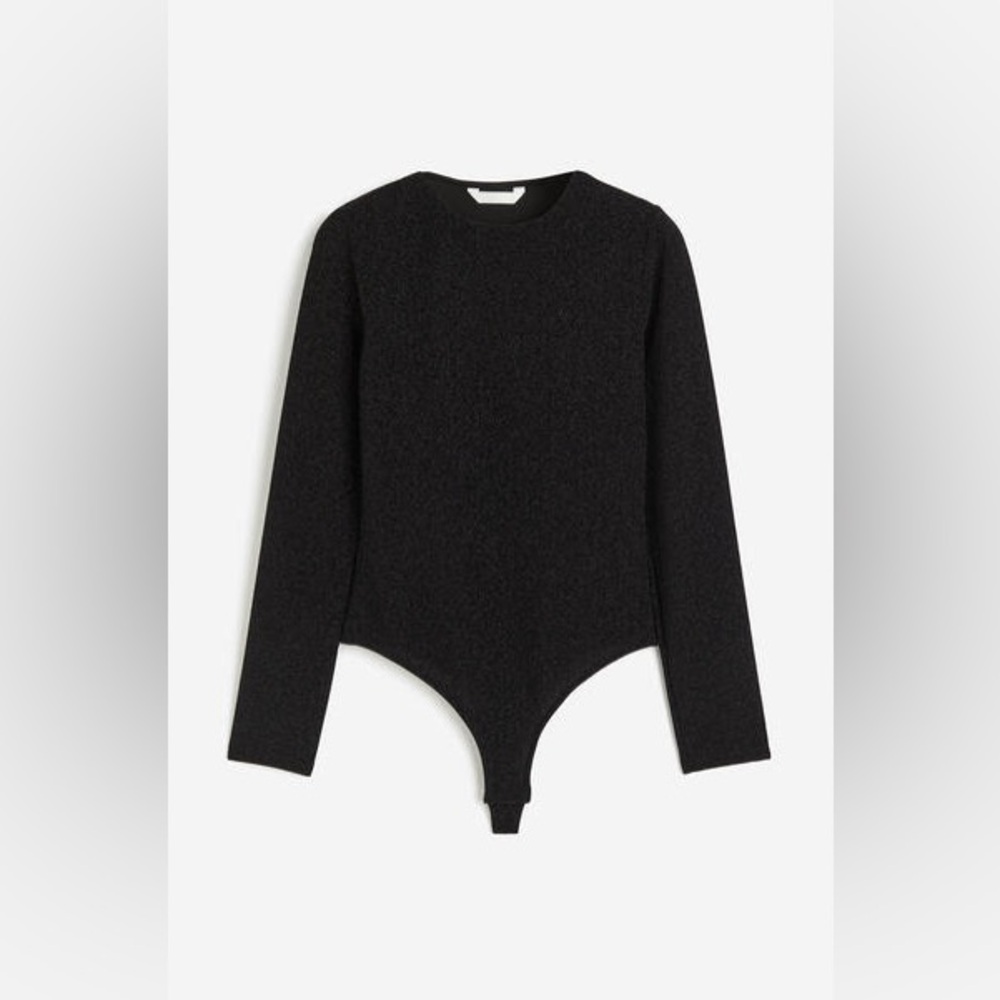 Black Glitter Long Sleeve Bodysuit